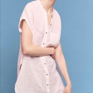 Anthropologie White linen tunic